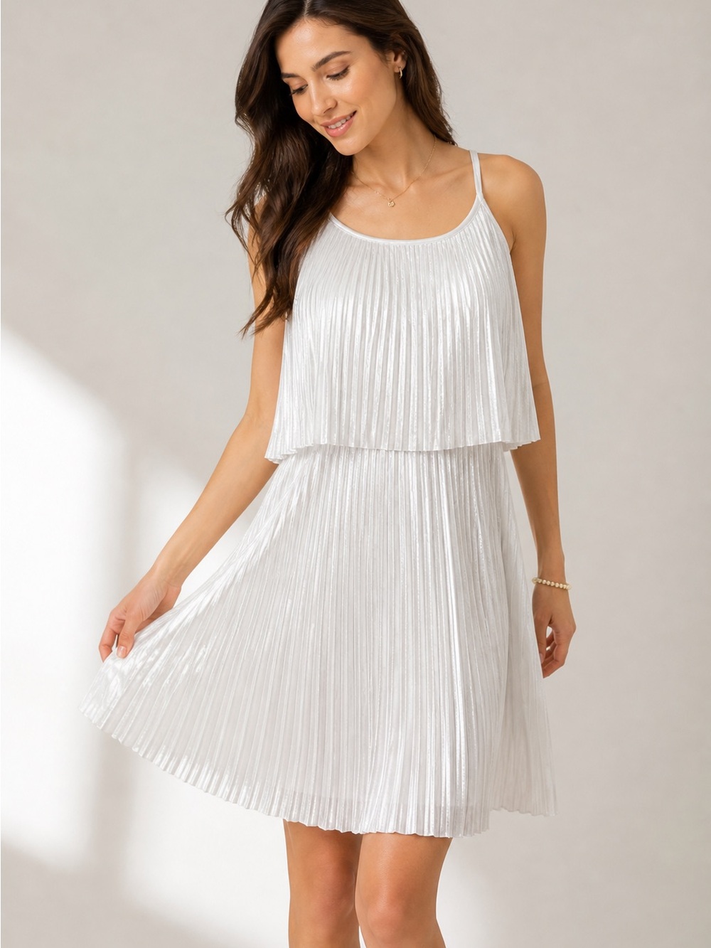 Noisy May Silver Pleated Mini Dress